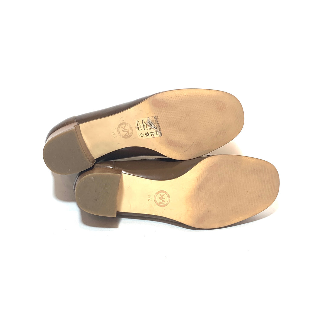 Michael Kors Brown Leather Block Heel Loafers | Pre Loved |