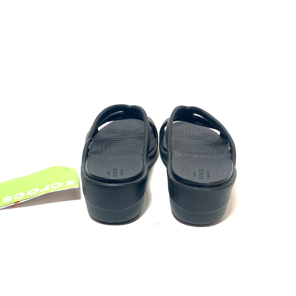 Crocs 'Sanrah' Black Strappy Wedge Sandals | Brand New |