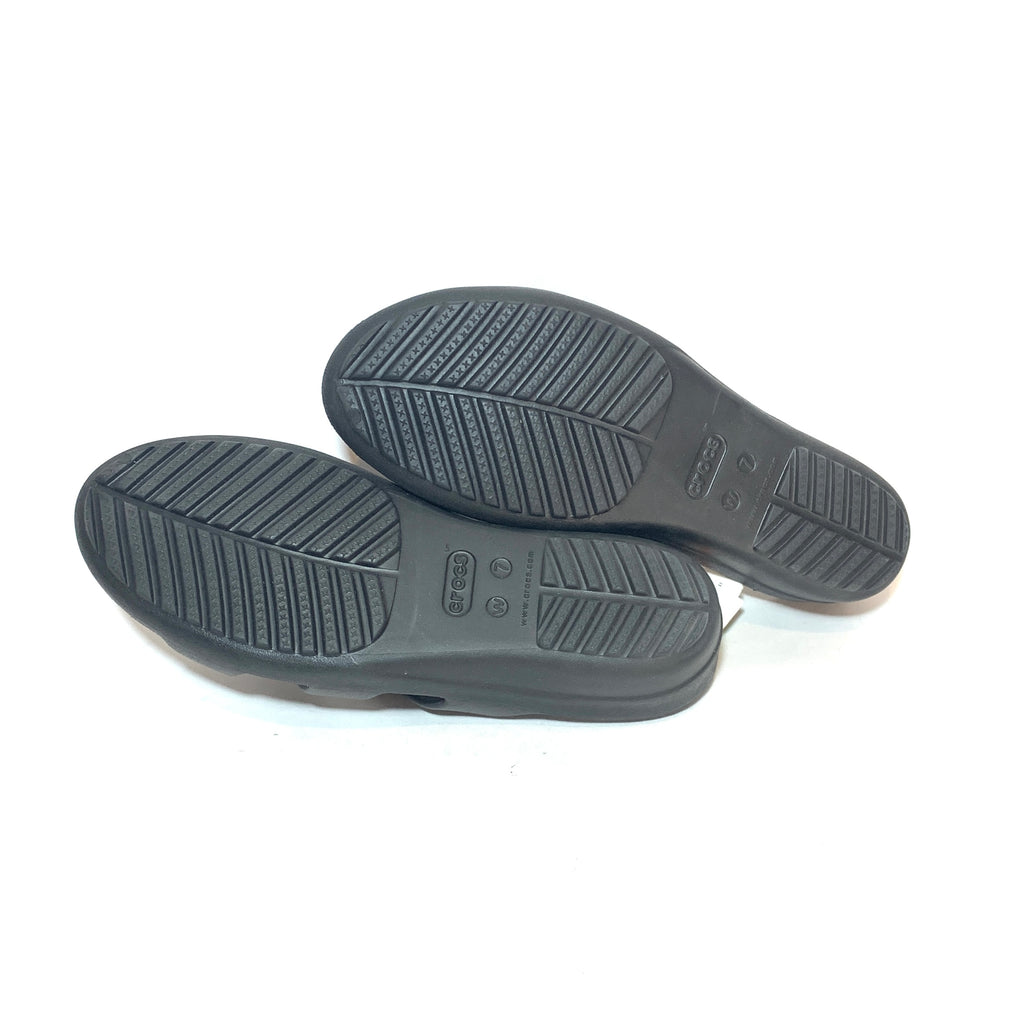 Crocs 'Sanrah' Black Strappy Wedge Sandals | Brand New |