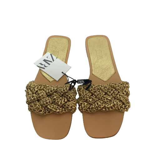 ZARA Gold Roped Flat Sandals | Brand New |