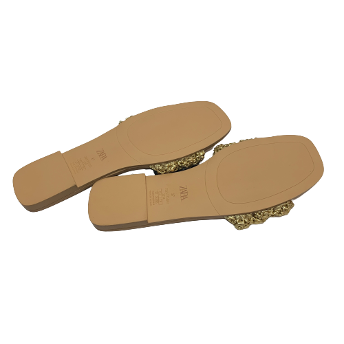 ZARA Gold Roped Flat Sandals | Brand New |