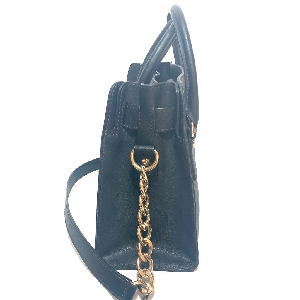 Michael Kors Black Leather Hamilton Lock Satchel | Pre Loved |