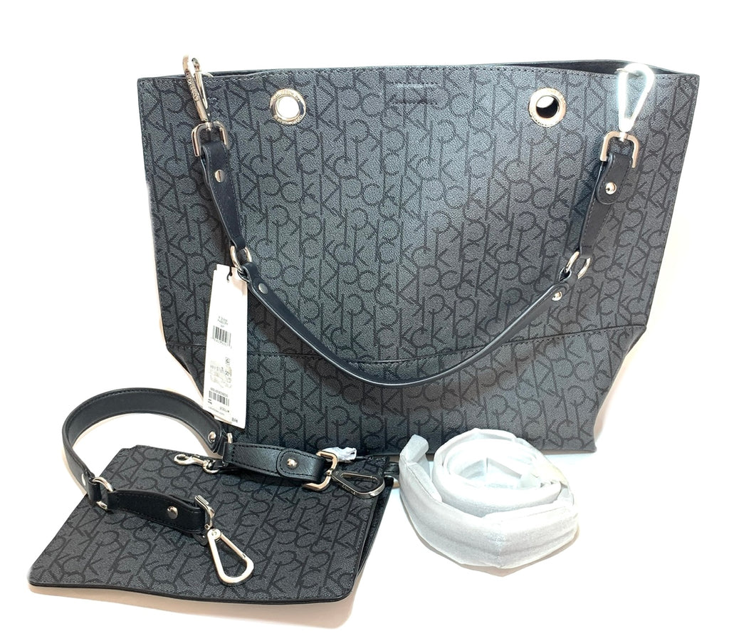 Calvin Klein Black Monogram Convertible Shoulder Bag | Brand New |