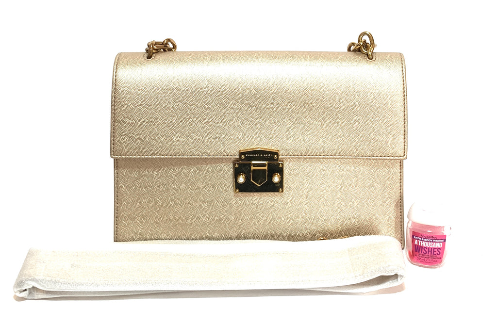 Charles & Keith Gold Shoulder Bag | Pre Loved |