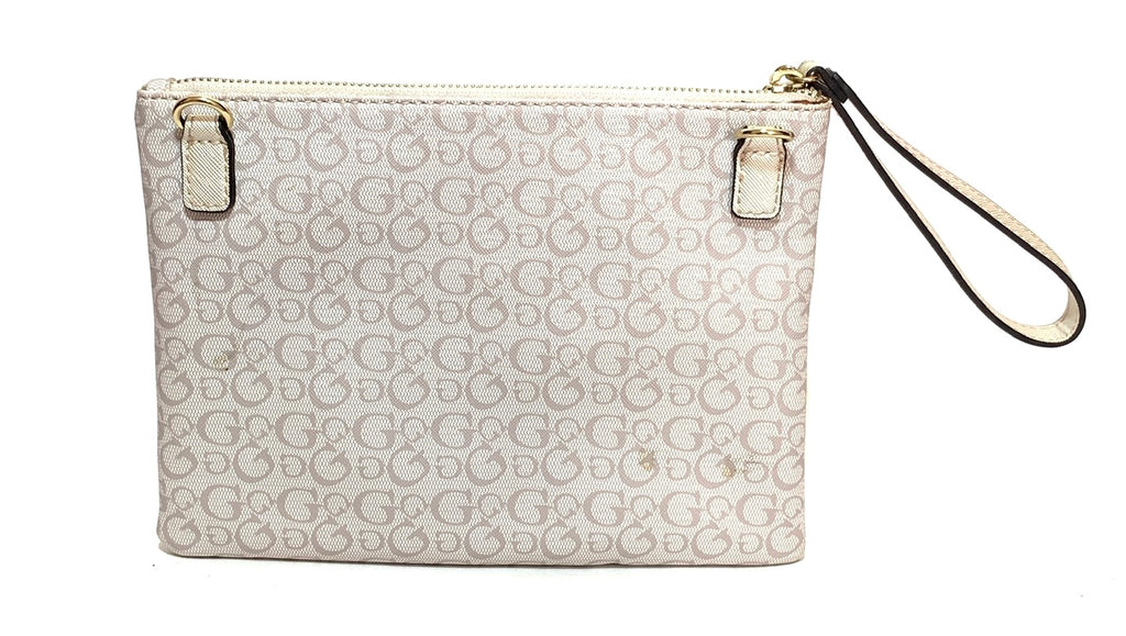 Guess Cream Monogram Convertible Cross Body Bag | Pre Loved |