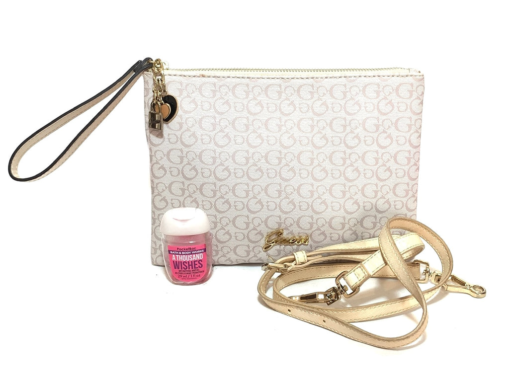Guess Cream Monogram Convertible Cross Body Bag | Pre Loved |