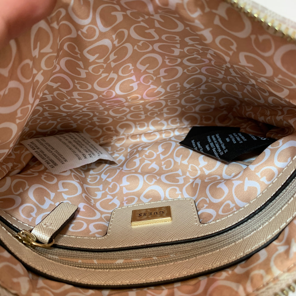 Guess Cream Monogram Convertible Cross Body Bag | Pre Loved |