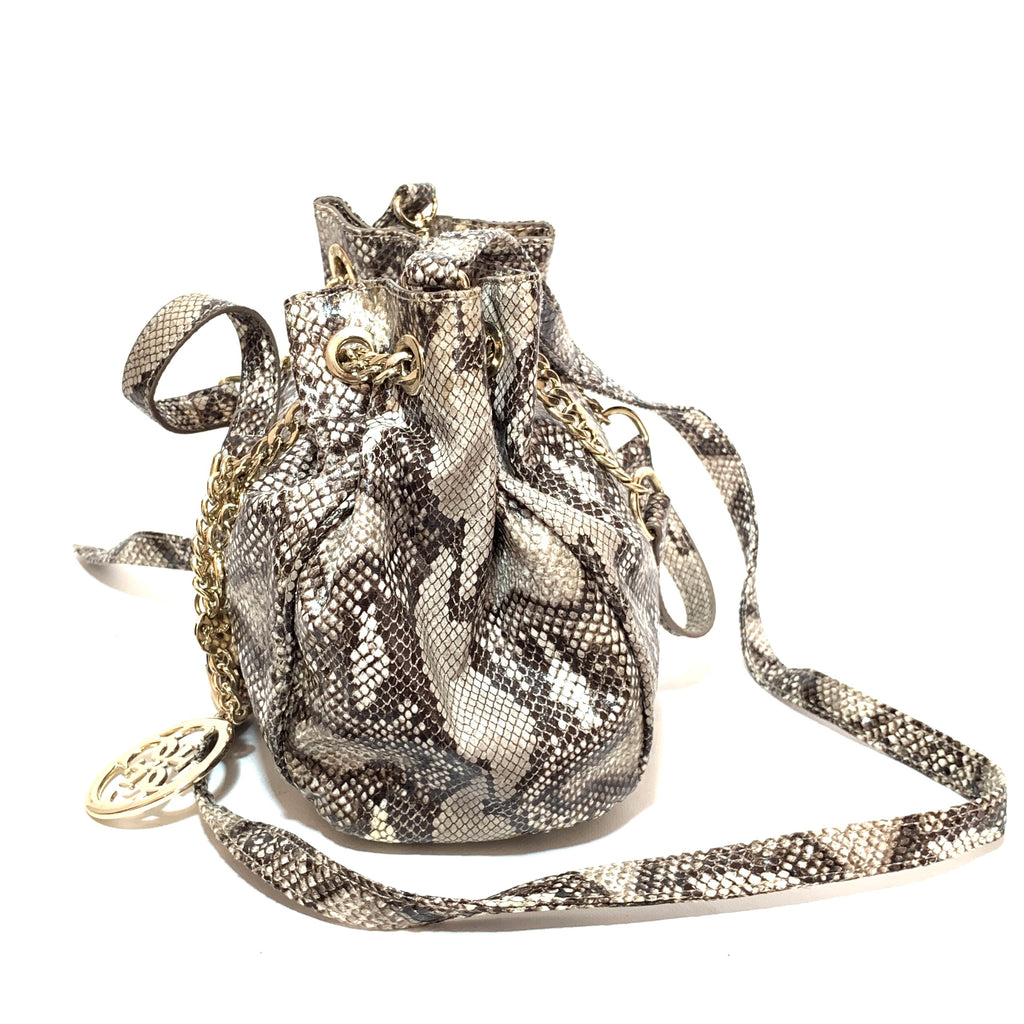 Guess Snakeskin Drawstring Shoulder Bag | Pre Loved |