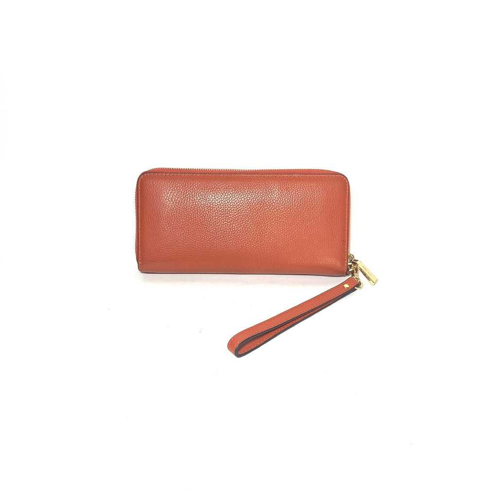 Michael Kors Orange Leather Travel Ziparound Continental Wallet | Pre Loved |