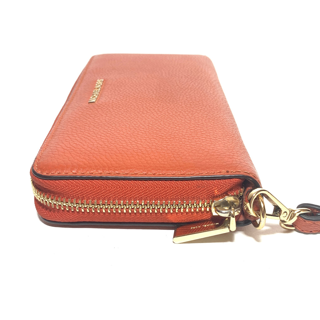 Michael Kors Orange Leather Travel Ziparound Continental Wallet | Pre Loved |