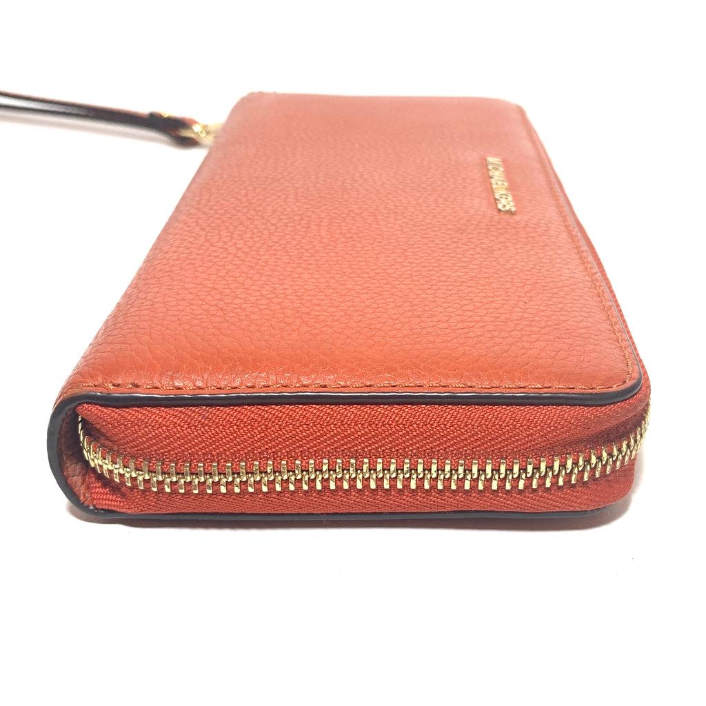 Michael Kors Orange Leather Travel Ziparound Continental Wallet | Pre Loved |