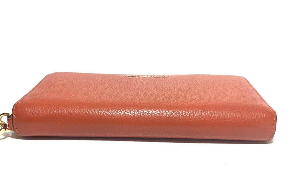 Michael Kors Orange Leather Travel Ziparound Continental Wallet | Pre Loved |