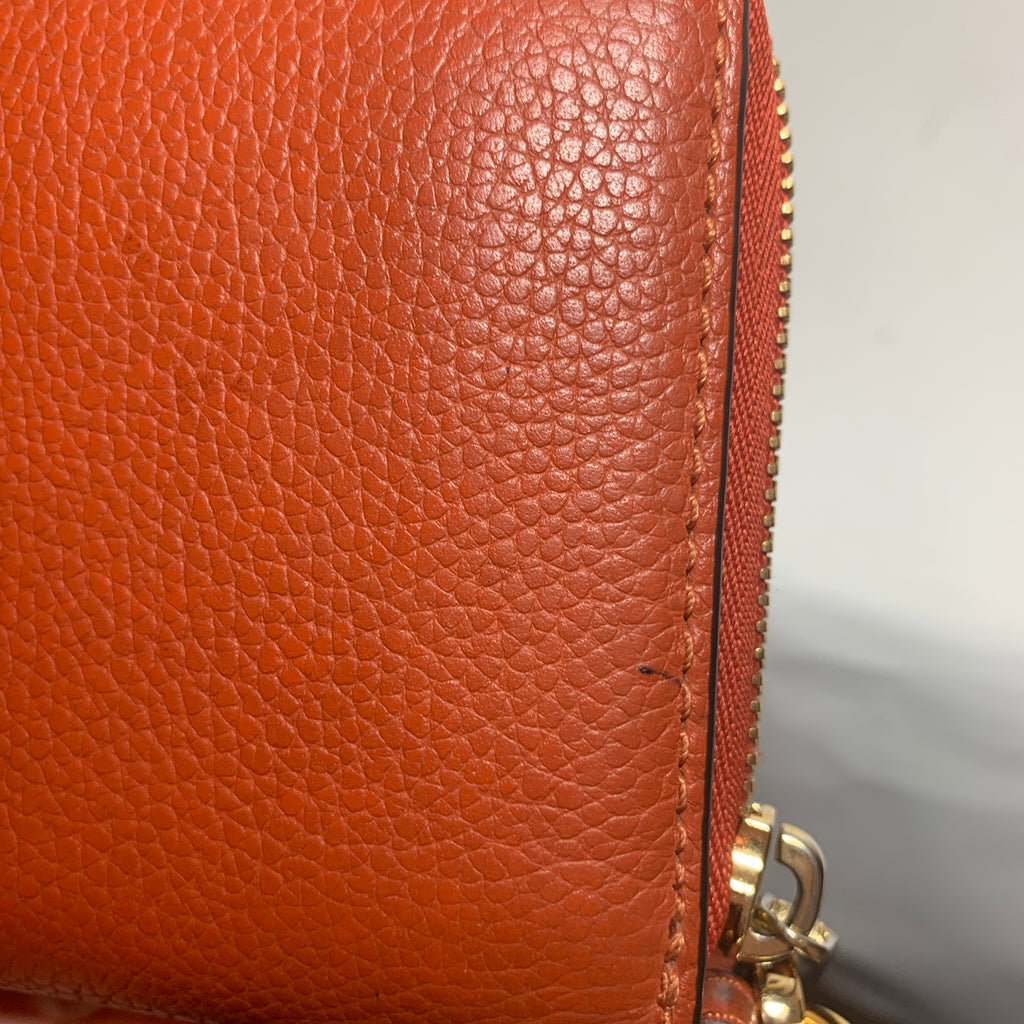 Michael Kors Orange Leather Travel Ziparound Continental Wallet | Pre Loved |