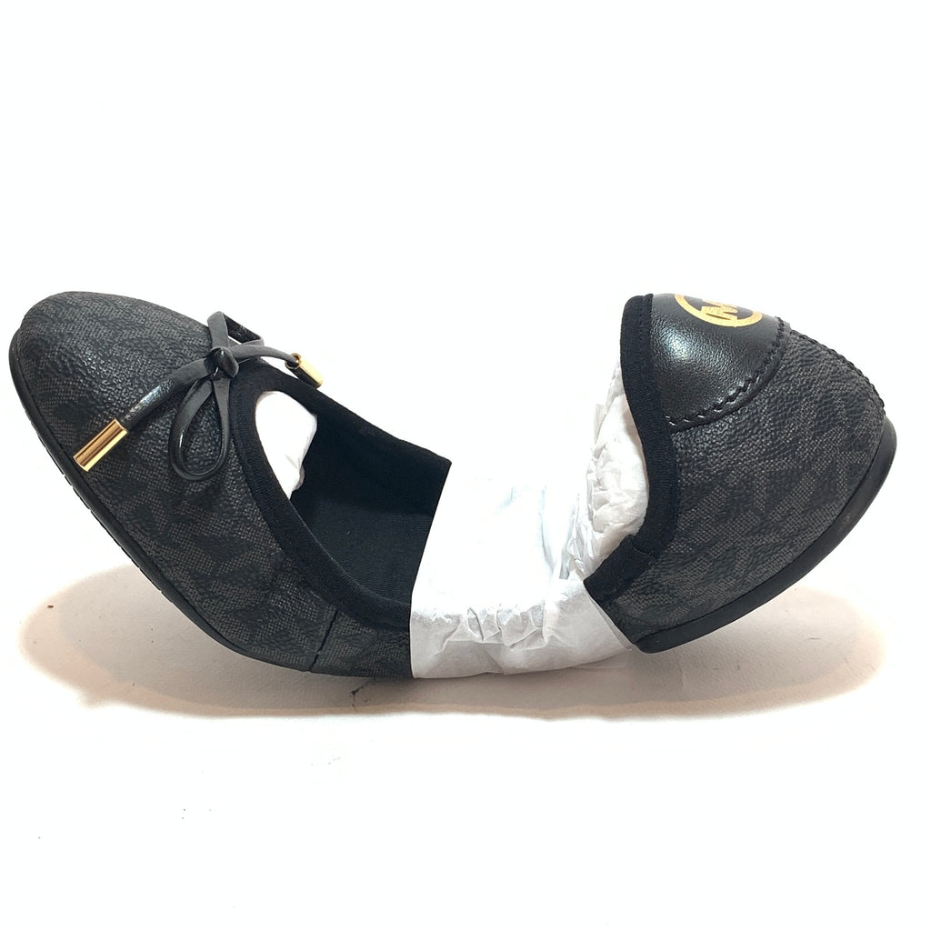 Michael Kors Black 'MK City' Mini Logo Ballet Flats | Brand New |
