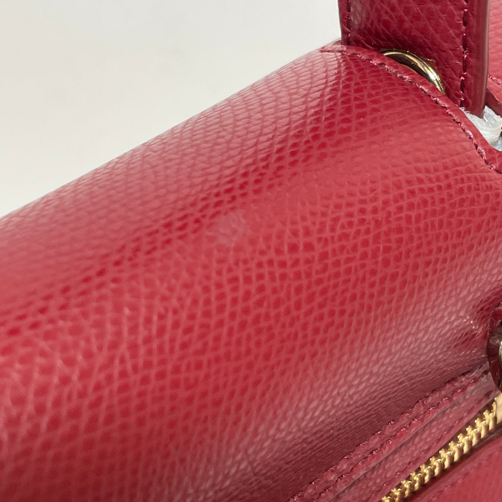 DKNY Red Pebbled Leather Small Satchel | Pre Loved |