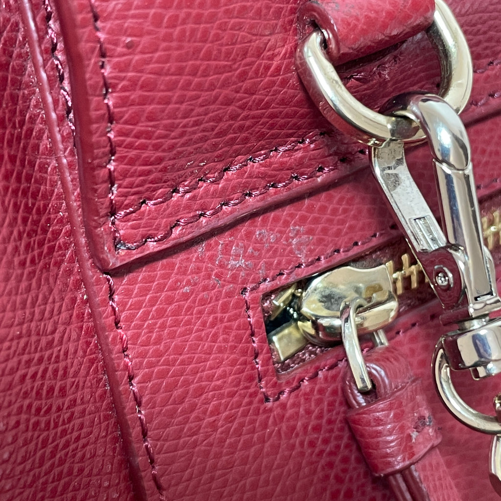 DKNY Red Pebbled Leather Small Satchel | Pre Loved |