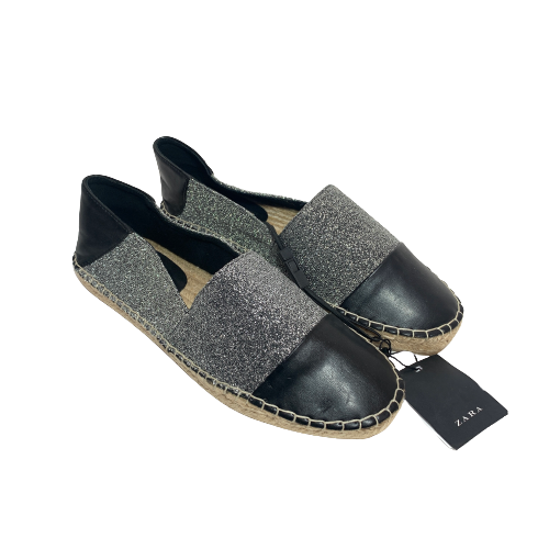 ZARA Black Silver Espadrille Shoes Brand New Secret Stash