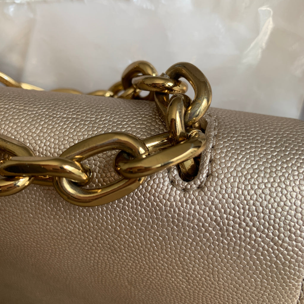 Charles & Keith Gold Shoulder Bag | Pre Loved |