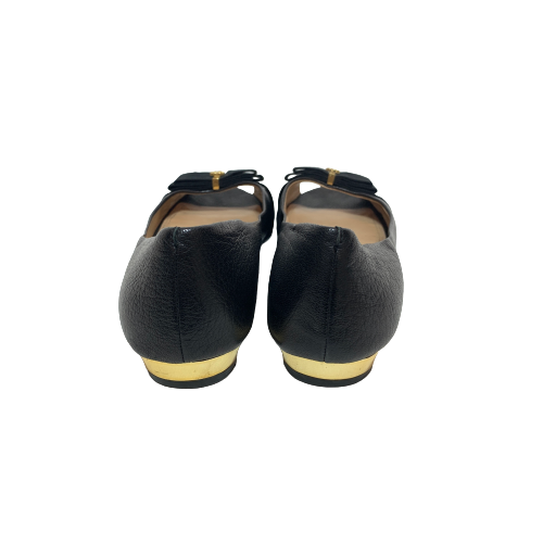 Tory Burch Black Leather Peep-toe Demi Wedges | Pre Loved |