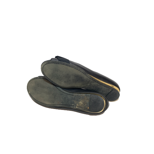 Tory Burch Black Leather Peep-toe Demi Wedges | Pre Loved |