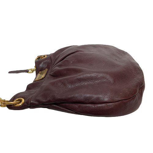 Marc Jacobs Burgundy Leather Hobo Shoulder Bag | Pre Loved |