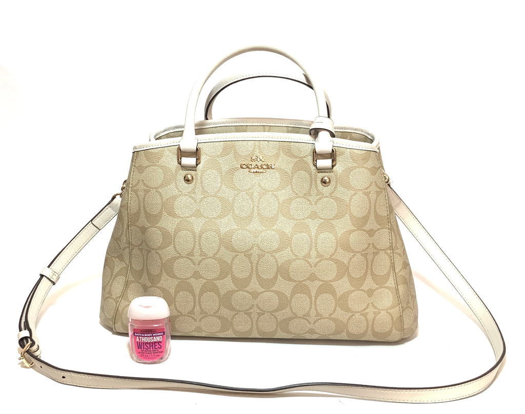 Coach Monogram Canvas & White Leather Shoulder Bag | Gently Used |