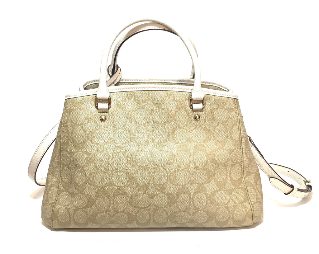 Coach Monogram Canvas & White Leather Shoulder Bag | Gently Used |