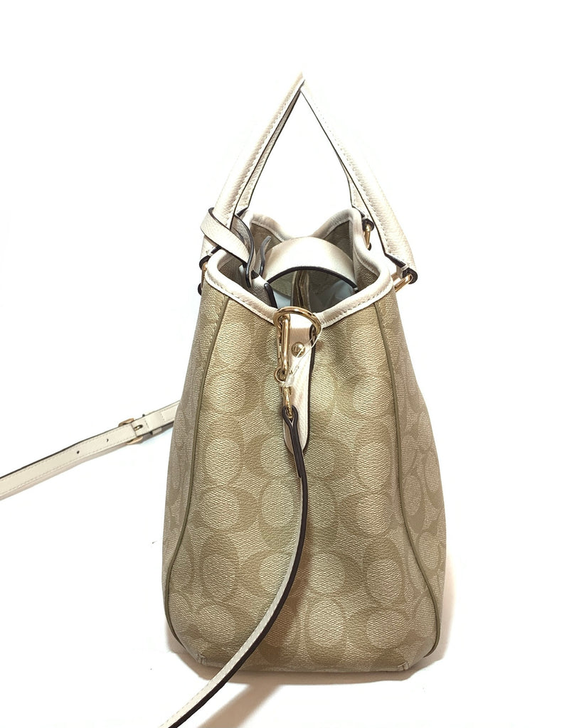 Coach Monogram Canvas & White Leather Shoulder Bag | Gently Used |
