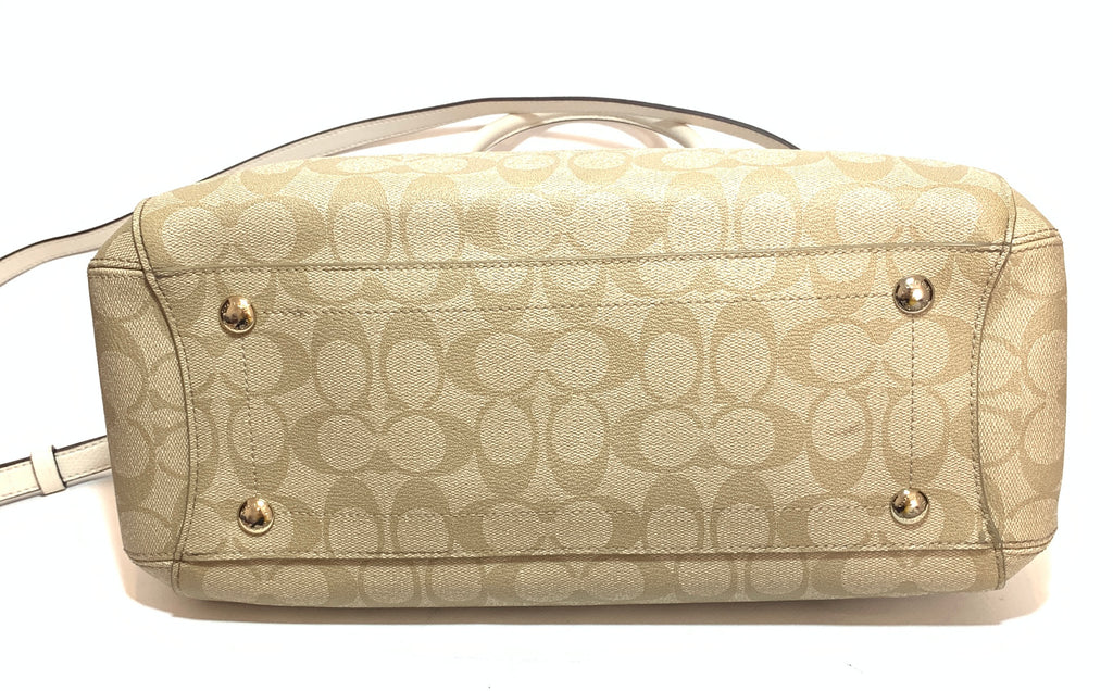 Coach Monogram Canvas & White Leather Shoulder Bag | Gently Used |