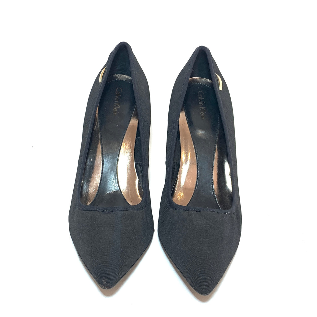 Calvin Klein Black Canvas Pointed Pumps | Pre Loved |
