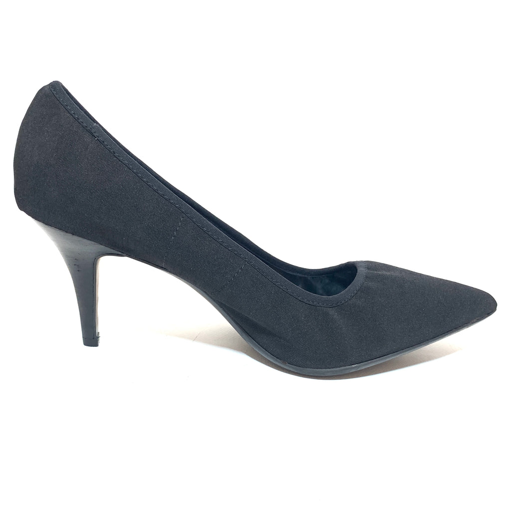 Calvin Klein Black Canvas Pointed Pumps | Pre Loved |