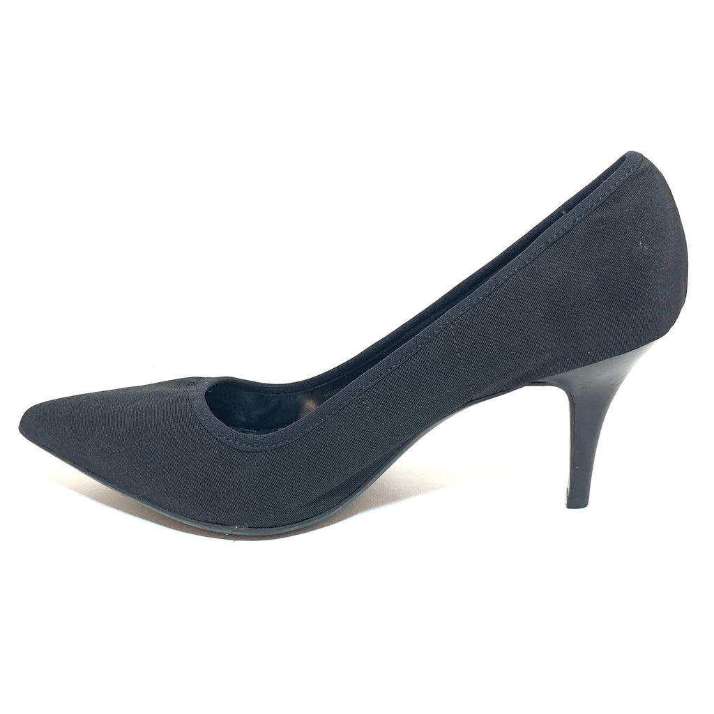 Calvin Klein Black Canvas Pointed Pumps | Pre Loved |