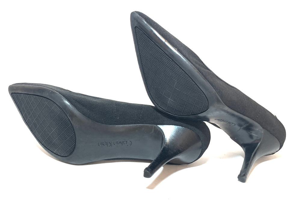 Calvin Klein Black Canvas Pointed Pumps | Pre Loved |