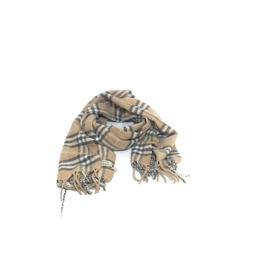 Burberry Beige Checked Wool Scarf | Gently Used |