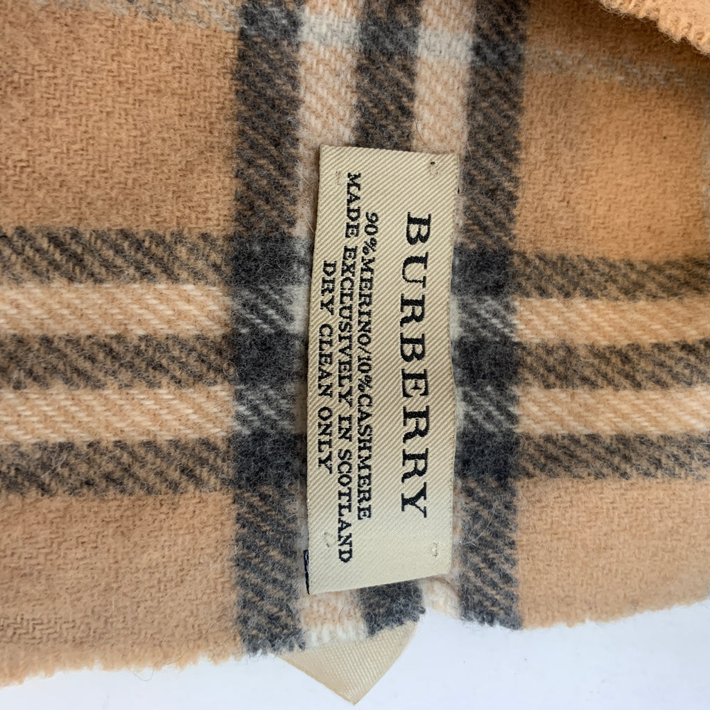 Burberry Beige Checked Wool Scarf | Gently Used |
