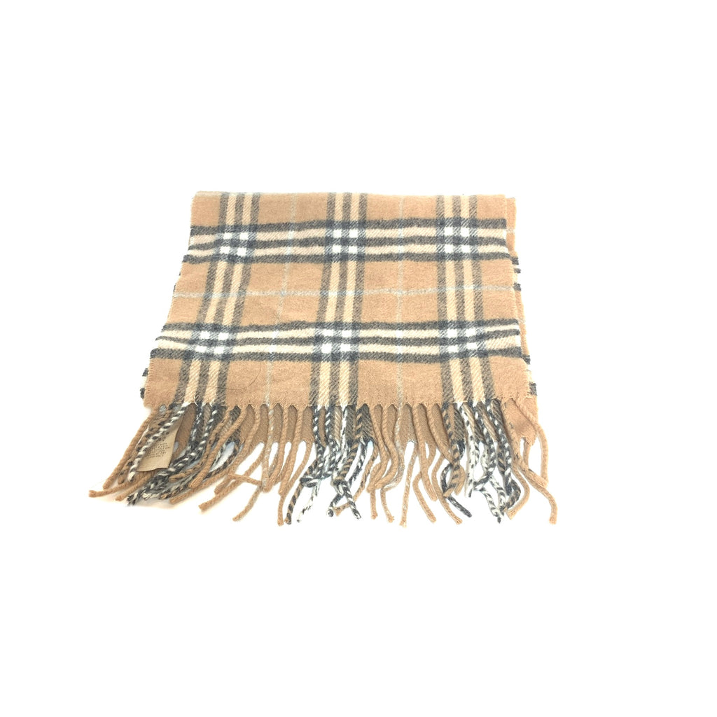 Burberry Beige Checked Wool Scarf | Gently Used |