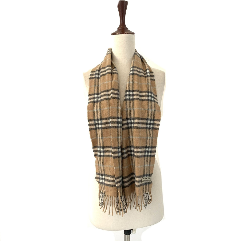 Burberry Beige Checked Wool Scarf | Gently Used |