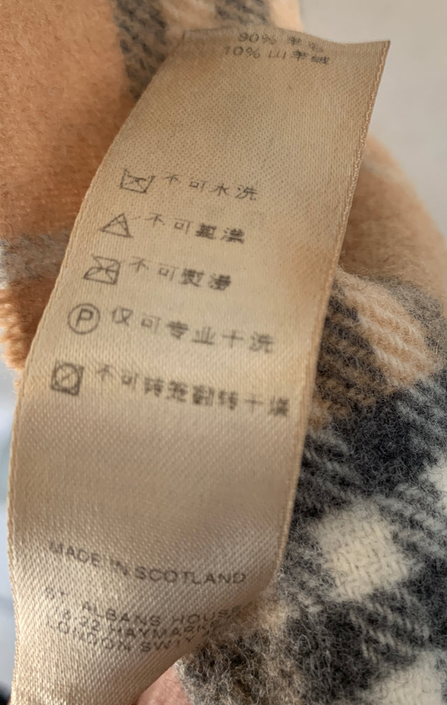 Burberry Beige Checked Wool Scarf | Gently Used |