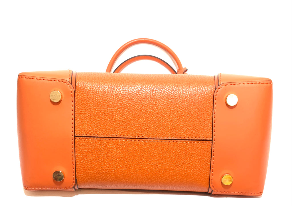 Michael Kors Orange Pebbled Leather Mercer Satchel | Gently Used |