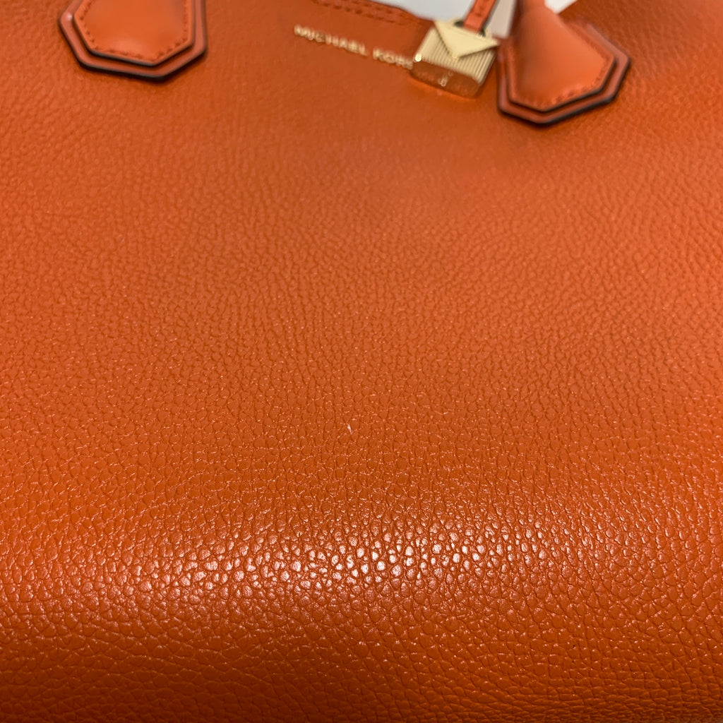 Michael Kors Orange Pebbled Leather Mercer Satchel | Gently Used |