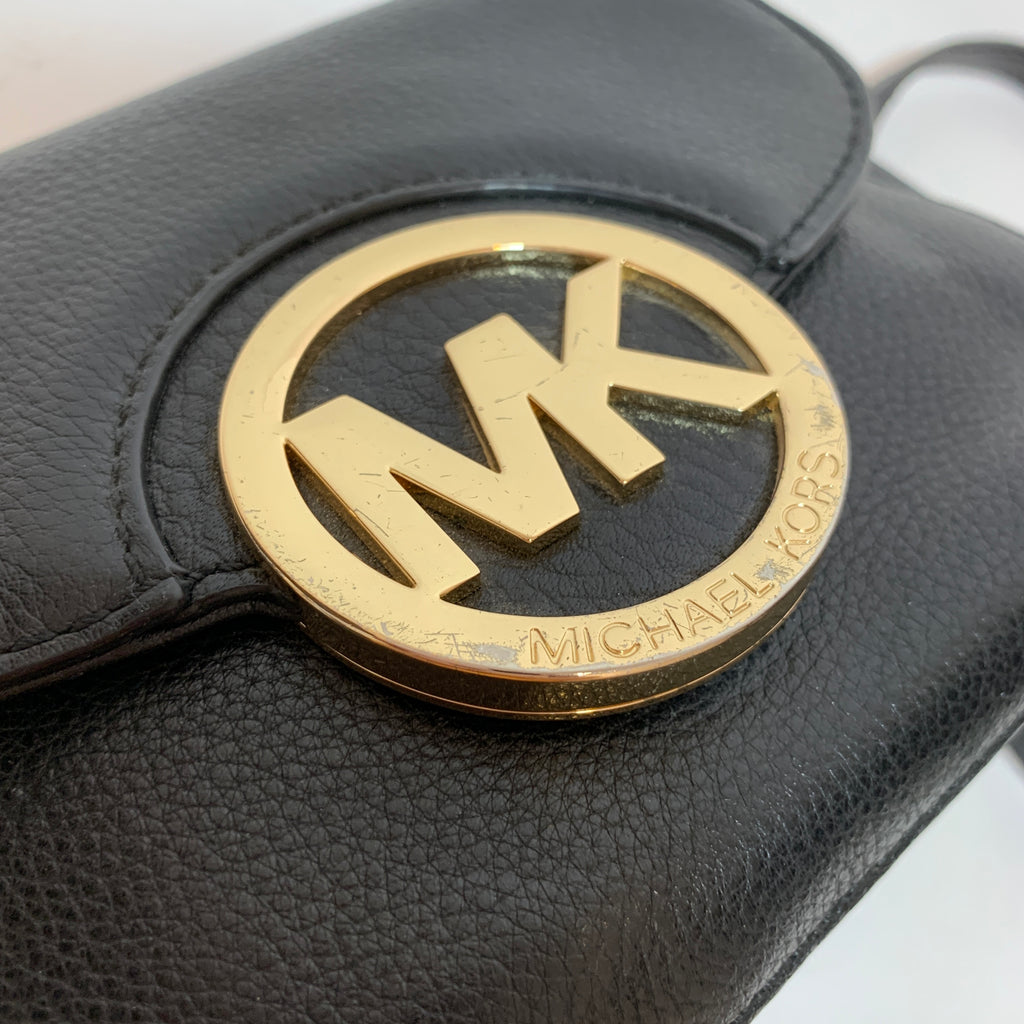 Michael Kors Black Pebbled Leather Mini Cross Body Bag | Pre Loved |