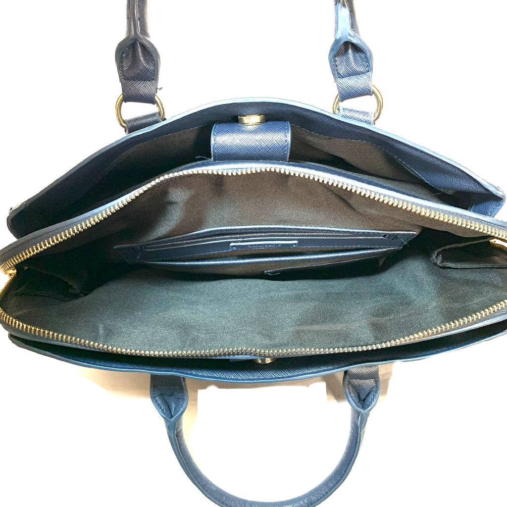 ZARA Navy Leatherette Laptop Bag | Gently Used |