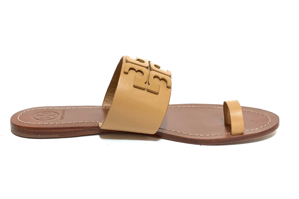 Tory Burch Beige Leather 'Lowell 2' Flat Slides | Gently Used |