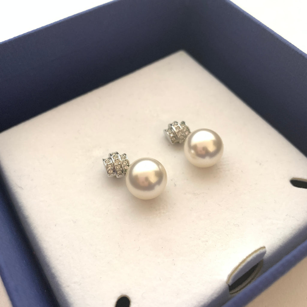 Swarovski Crystal & Pearl Drop Earrings | Like New |
