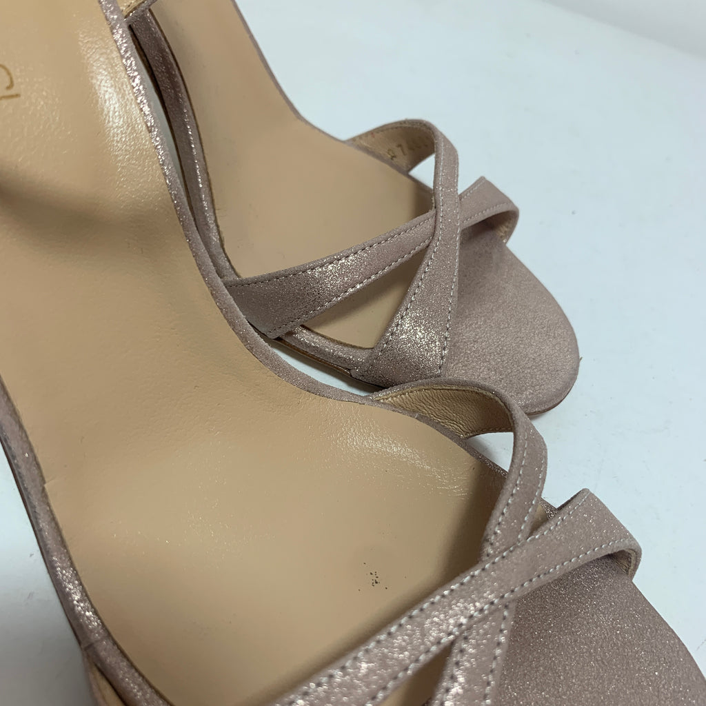 Sergio Rossi Rose Pink Metallic Leather Heels | Gently Used |