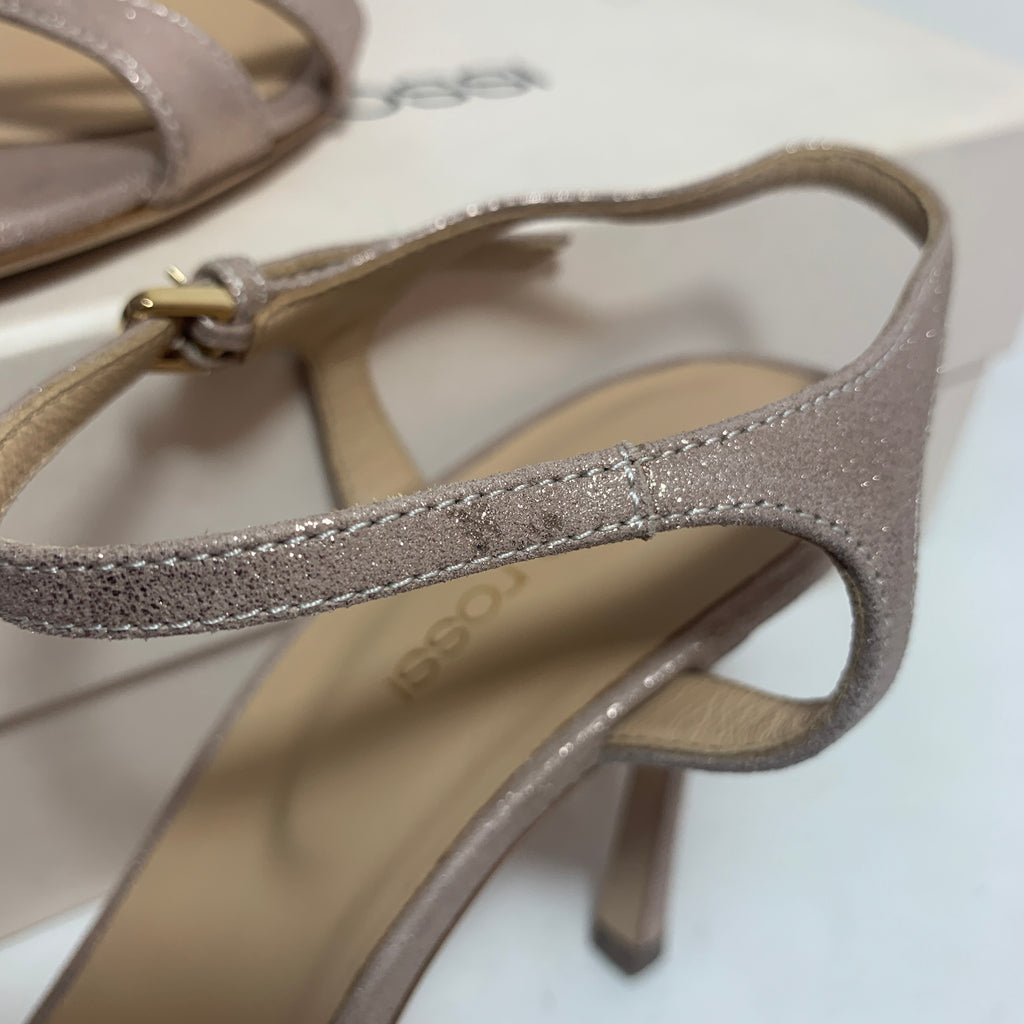 Sergio Rossi Rose Pink Metallic Leather Heels | Gently Used |