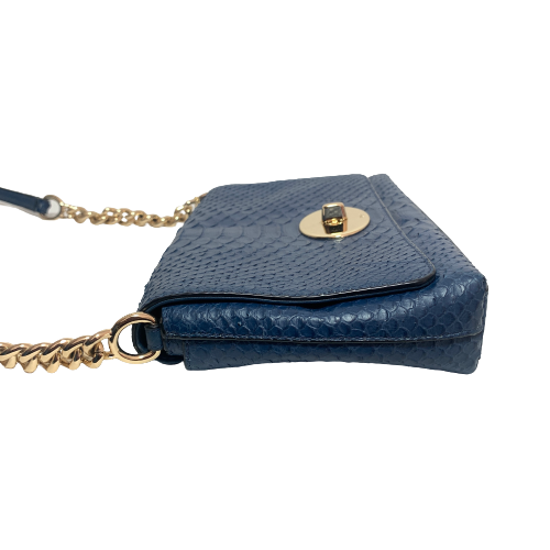 Coach Navy Leather Embossed Snakeskin Crossbody Bag | Gently Used |