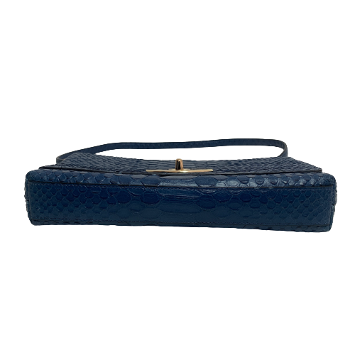 Coach Navy Leather Embossed Snakeskin Crossbody Bag | Gently Used |