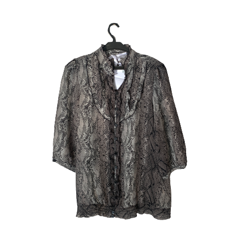 Debenhams Light Grey Snakeskin Print Frill Blouse