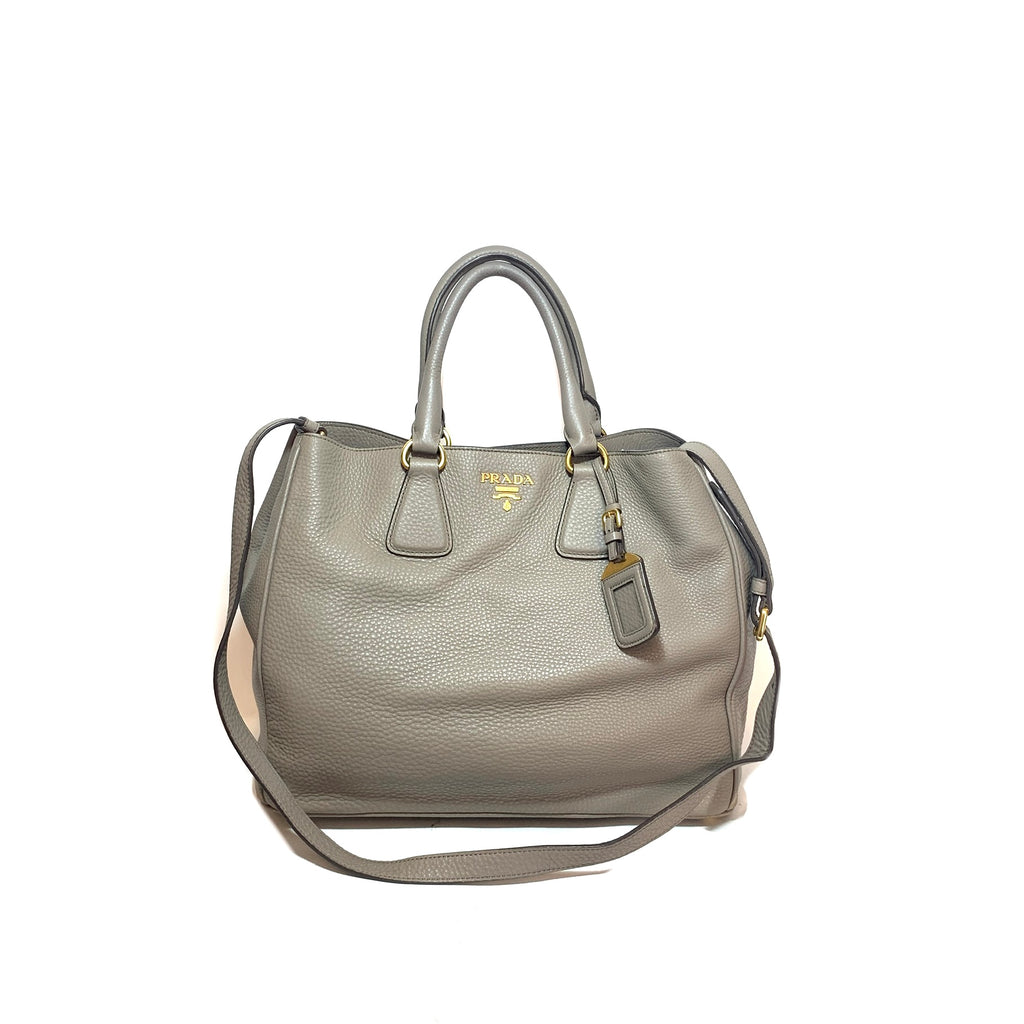 Prada Grey Pebbled Leather Tote | Pre Loved |